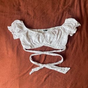 Eyelet lace wrap crop